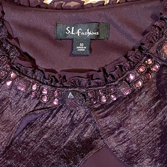 HP 🎉 S.L. Fashions plum colored dress size 10 - Picture 4 of 8